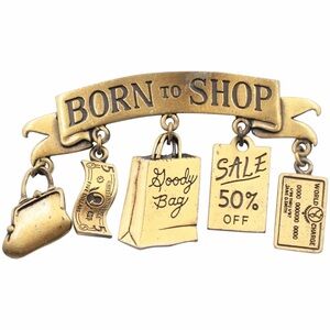 JJ Jonette "Born to Shop" Charm Brooch‎